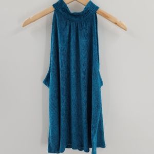 Cable & Gauge Deep Lagoon Sleeveless Velvet Like Top Womens Size XLarge
